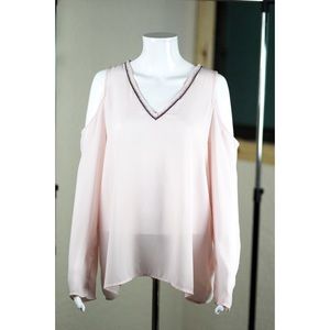 Lila Rose Cold Shoulder Pale Pink Blouse - L
